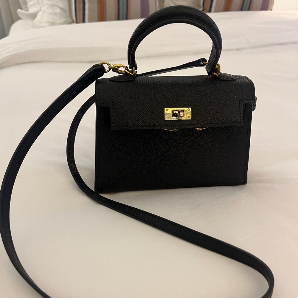 Elegant Black Mini Bag with Gold Hardware